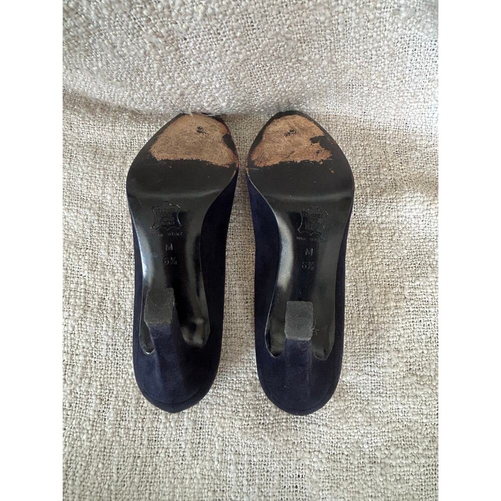 Vintage Yves Saint Laurent Navy Blue Suede Pumps Size 6.5 - Picture 8 of 9